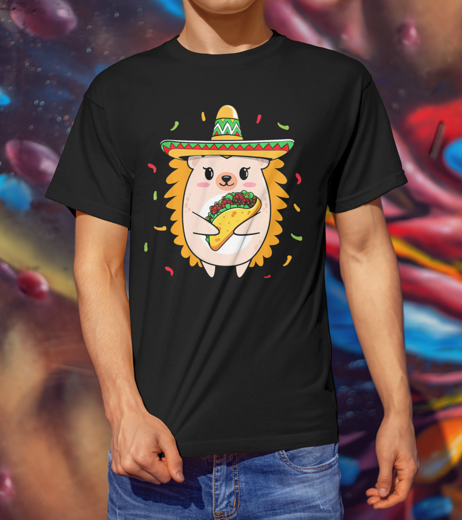 Hedgehog Sombrero Taco Cinco De Mayo Mom Hedgie T-Shirt