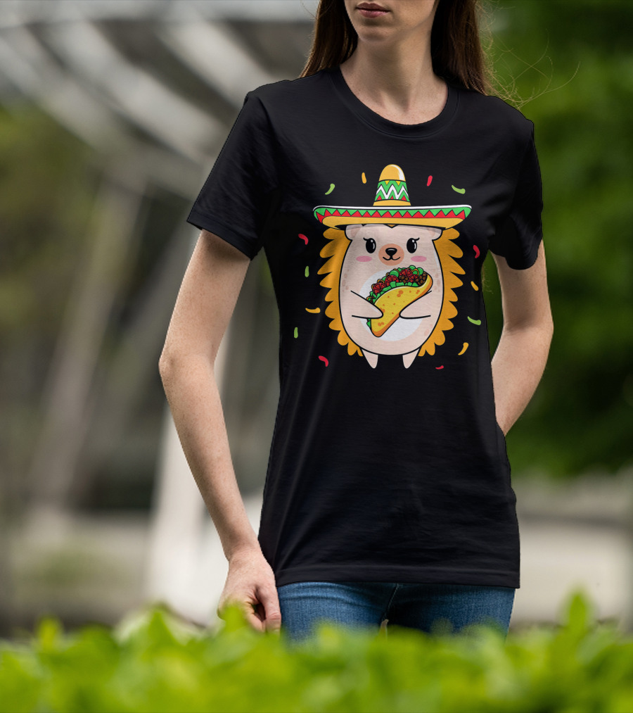 Hedgehog Sombrero Taco Cinco De Mayo Mom Hedgie T-Shirt
