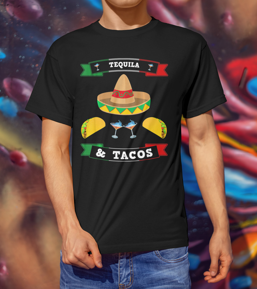 Tequila And Tacos Sombrero Margaritas Cinco De Mayo Mexi T-Shirt