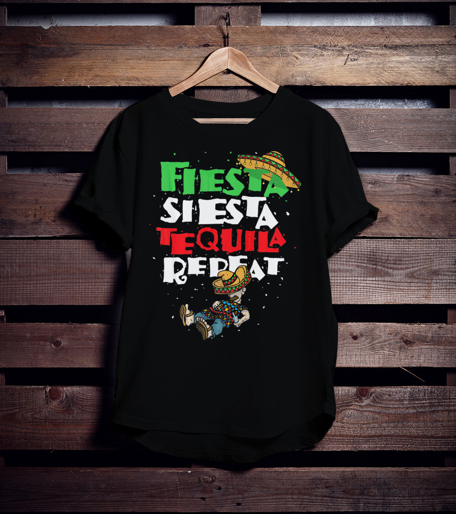 Fiesta Siesta Tequila Repeat Sombrero T-Shirt