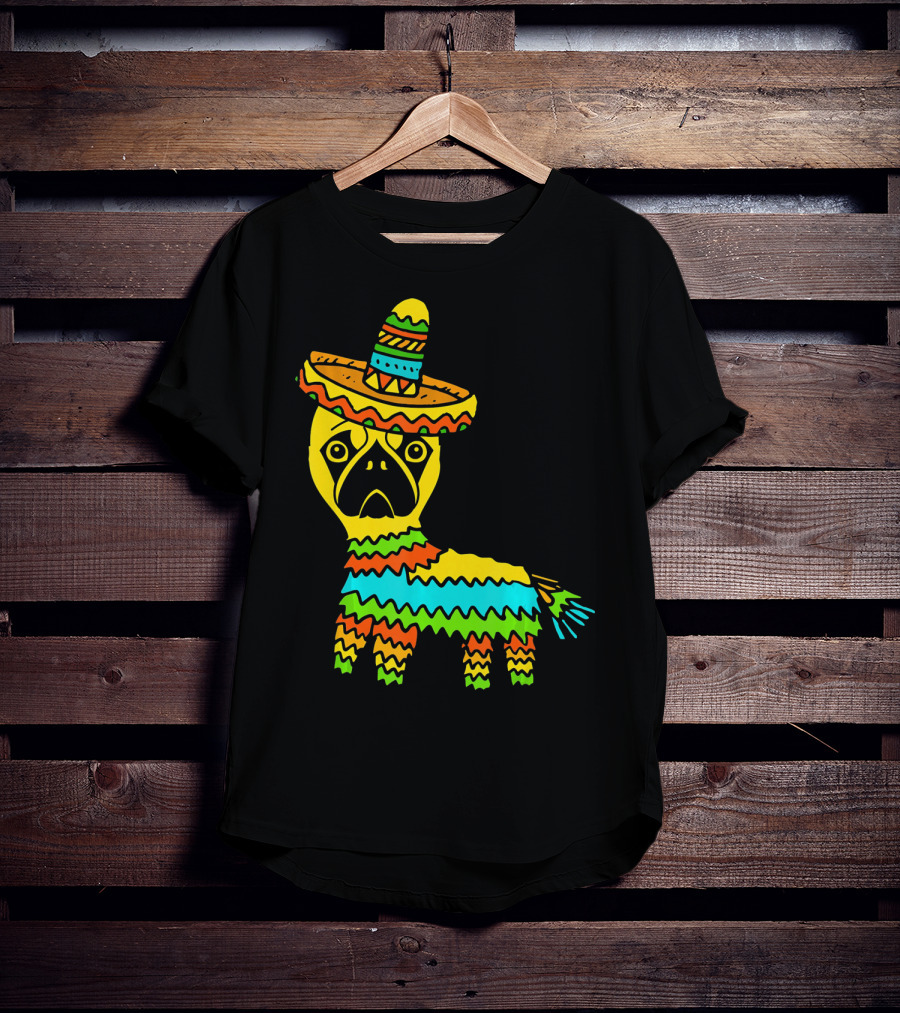 Cinco De Mayo Pug Pinata Wearing Sombrero T-Shirt
