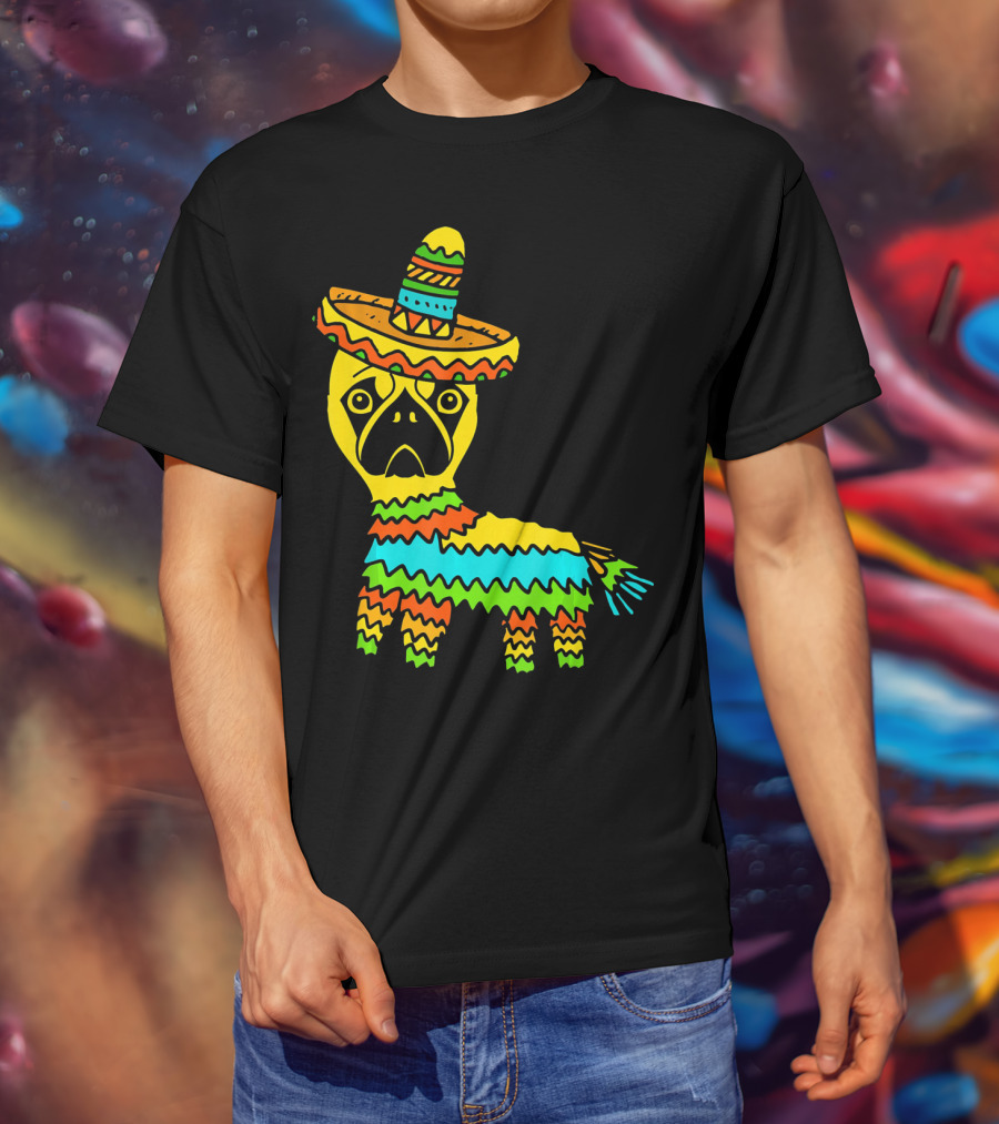 Cinco De Mayo Pug Pinata Wearing Sombrero T-Shirt