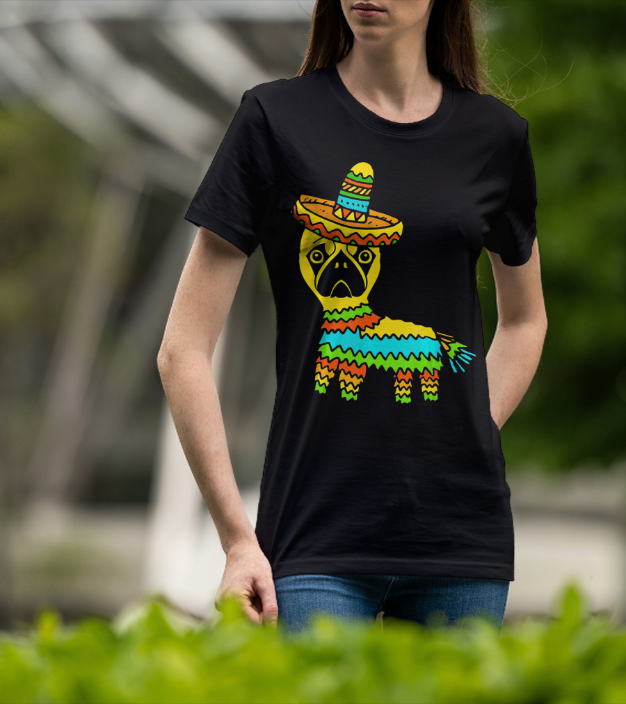 Cinco De Mayo Pug Pinata Wearing Sombrero T-Shirt