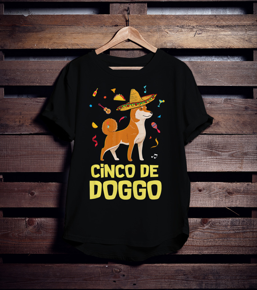 Funny Taco Sombrero Shiba Inu Doggo Cinco De Doggo T-Shirt