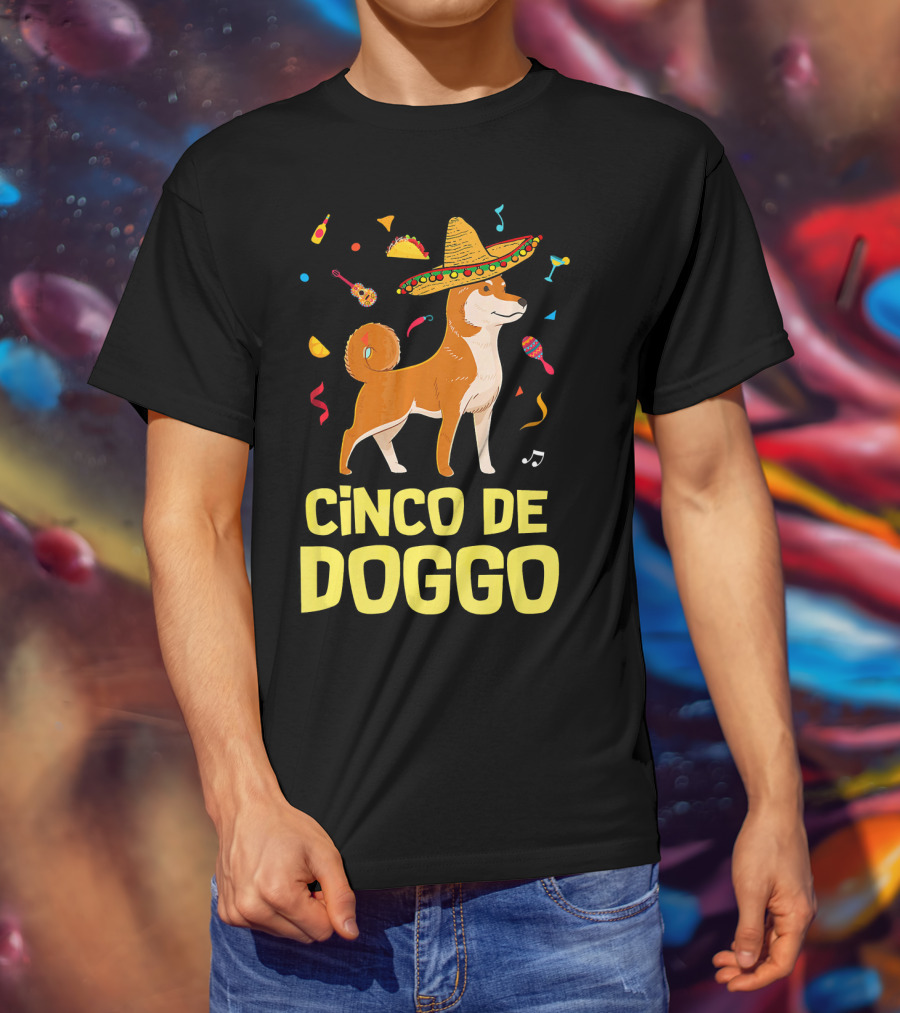 Funny Taco Sombrero Shiba Inu Doggo Cinco De Doggo T-Shirt
