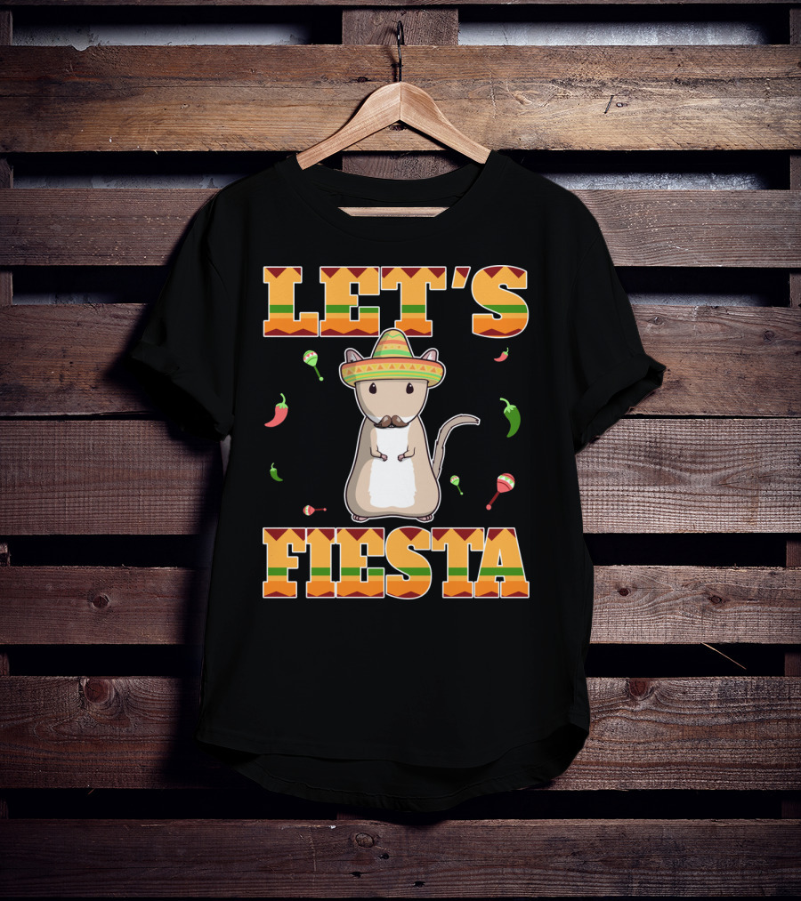 Let's Fiesta Gerbil Sombrero Peppers Maracas Mexican Cinco De Mayo T-Shirt