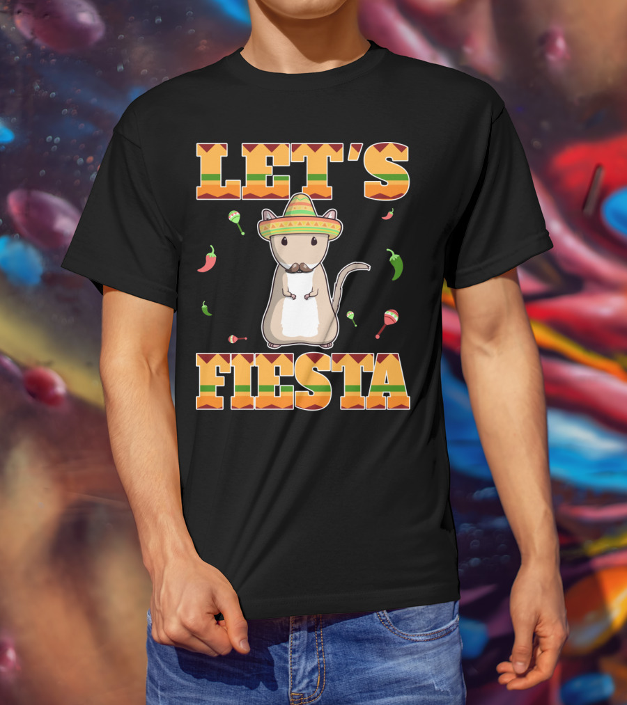 Let's Fiesta Gerbil Sombrero Peppers Maracas Mexican Cinco De Mayo T-Shirt