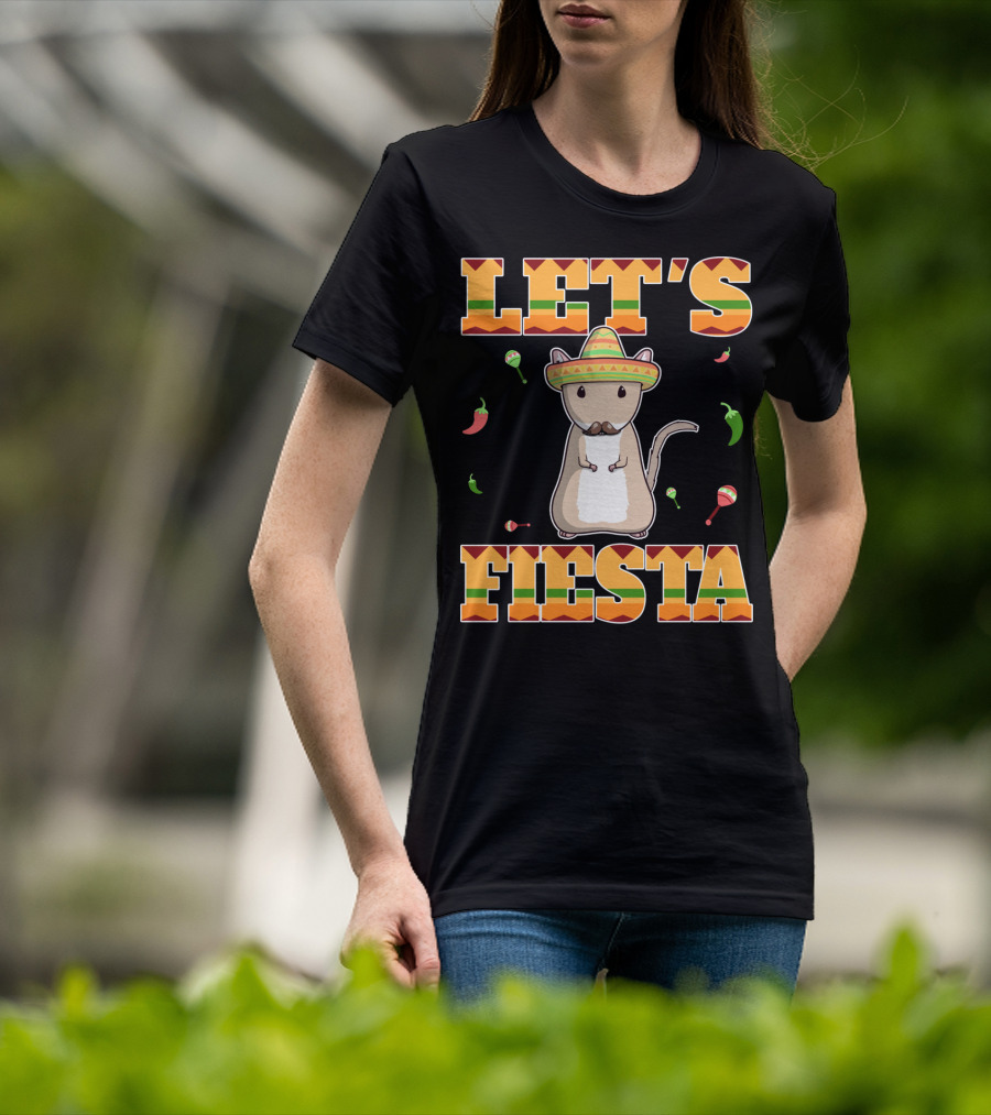Let's Fiesta Gerbil Sombrero Peppers Maracas Mexican Cinco De Mayo T-Shirt