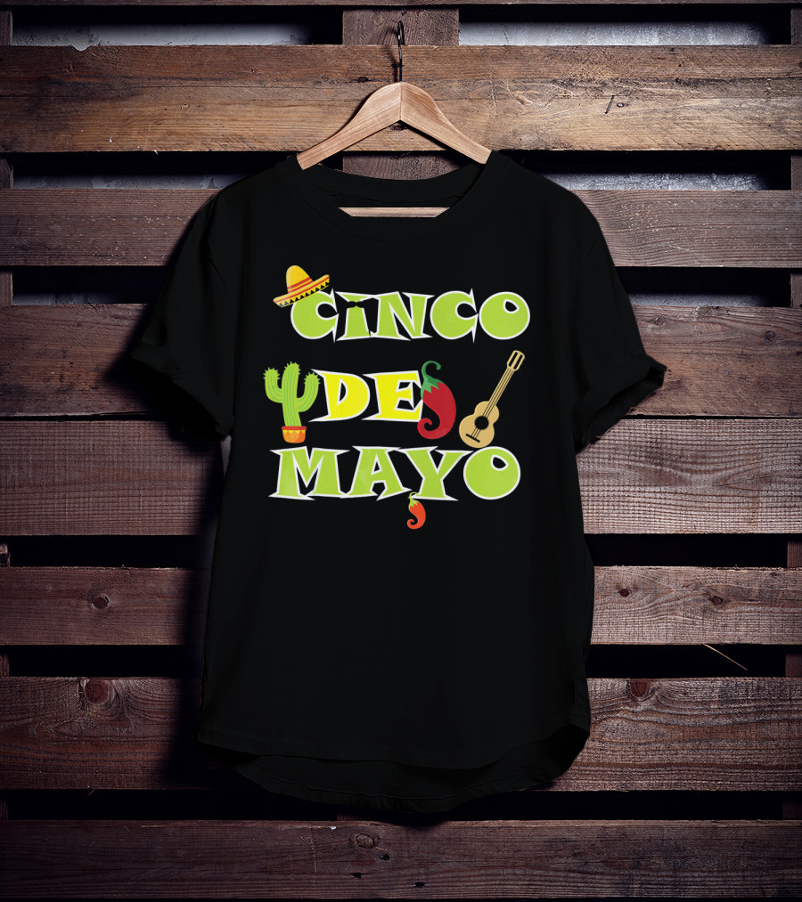 Cinco De Mayo Cactus Sombrero Guitar Chili Pepper Fiesta T-Shirt