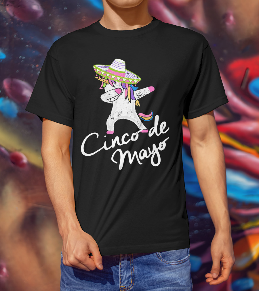 Cinco De Mayo Funny Dabbing Unicorn Sombrero T-Shirt
