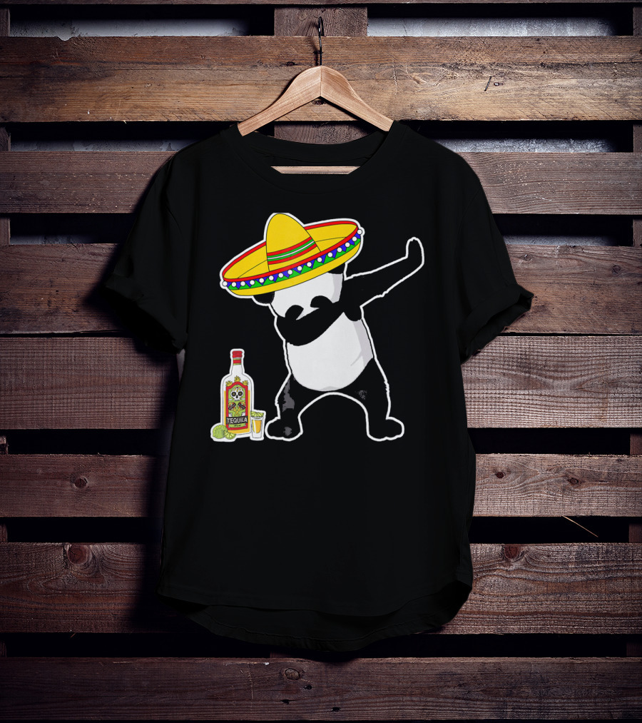 Cinco De Mayo Panda Dabbing With Sombrero And Tequila T-Shirt