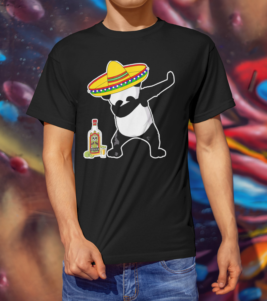 Cinco De Mayo Panda Dabbing With Sombrero And Tequila T-Shirt