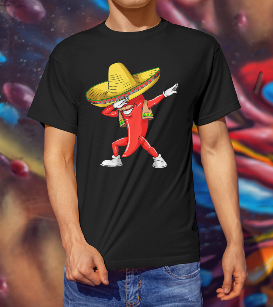 Dabbing Chili Pepper Sombrero Dance Cinco De Mayo T-Shirt