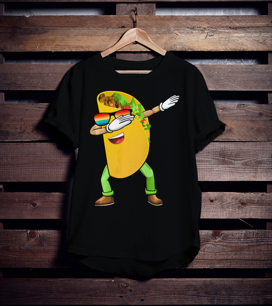 Dabbing Taco With Sunglasses Cinco De Mayo Fiesta Fun T-Shirt