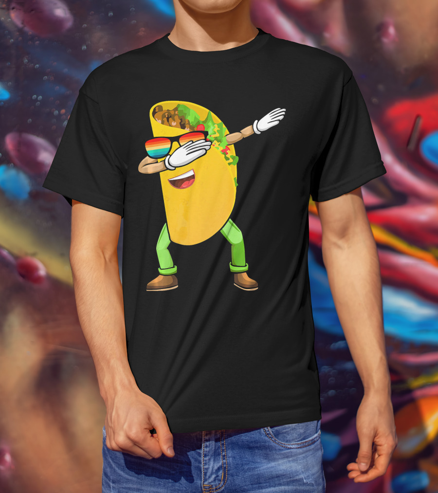 Dabbing Taco With Sunglasses Cinco De Mayo Fiesta Fun T-Shirt