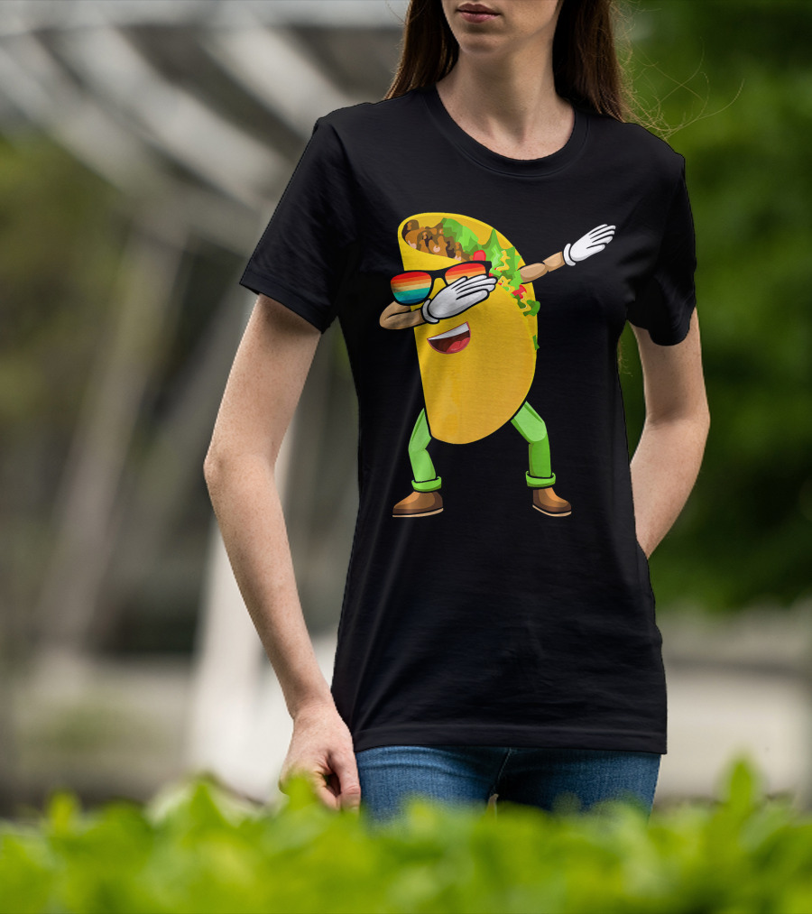 Dabbing Taco With Sunglasses Cinco De Mayo Fiesta Fun T-Shirt