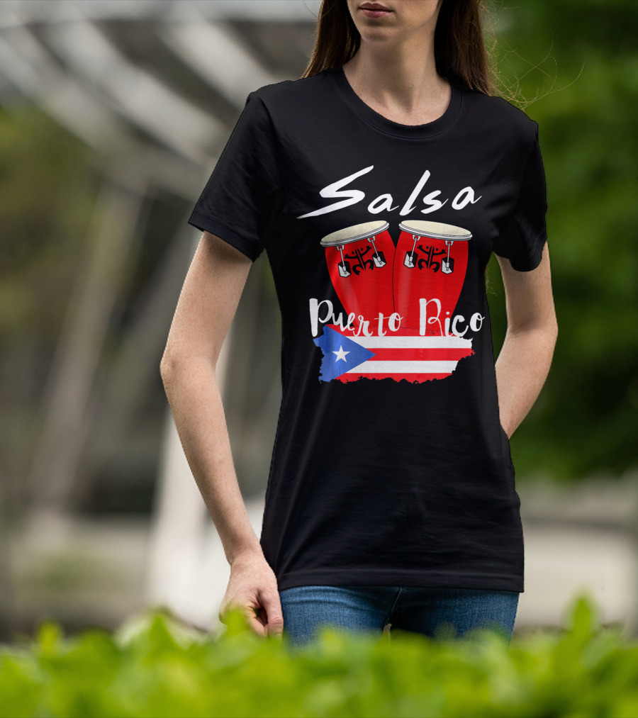 Salsa Puerto Rico Boricua Flag Bongos T-Shirt