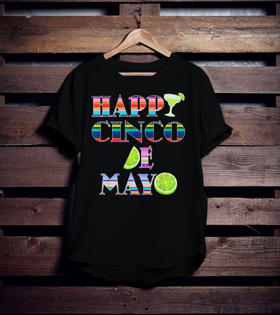 HAPPY CINCO DE MAYO Serape Stripes Margarita Lime T-Shirt