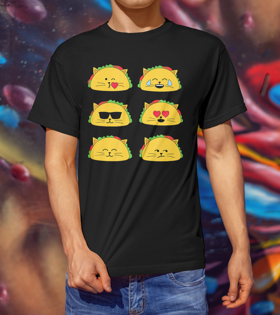Taco Cat Emoji Faces Tacocat Lover T-Shirt