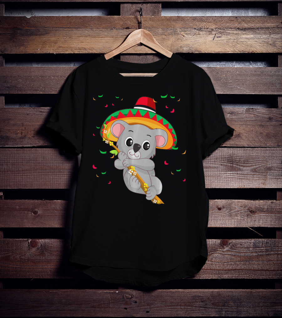 Cute Koala Bear With Sombrero Celebrating Cinco De Mayo 5th Of May T-Shirt