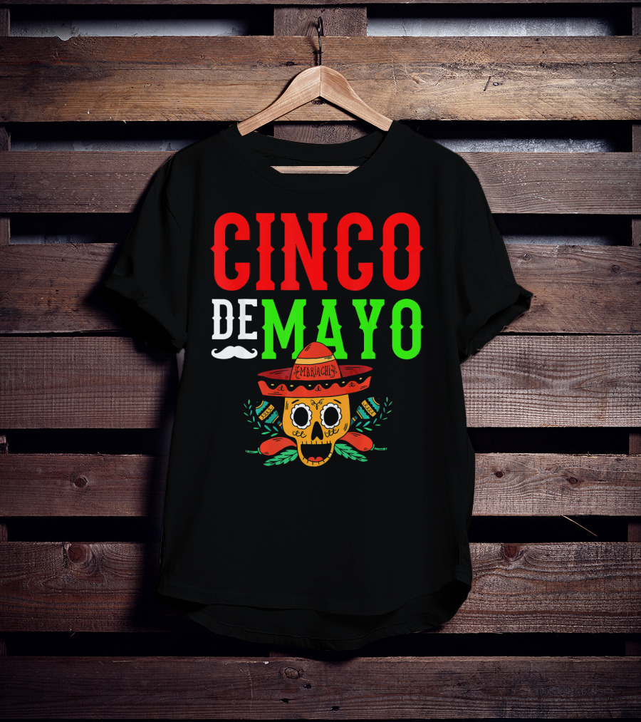 Cinco De Mayo Mariachi Skull Funny Mexic T-Shirt