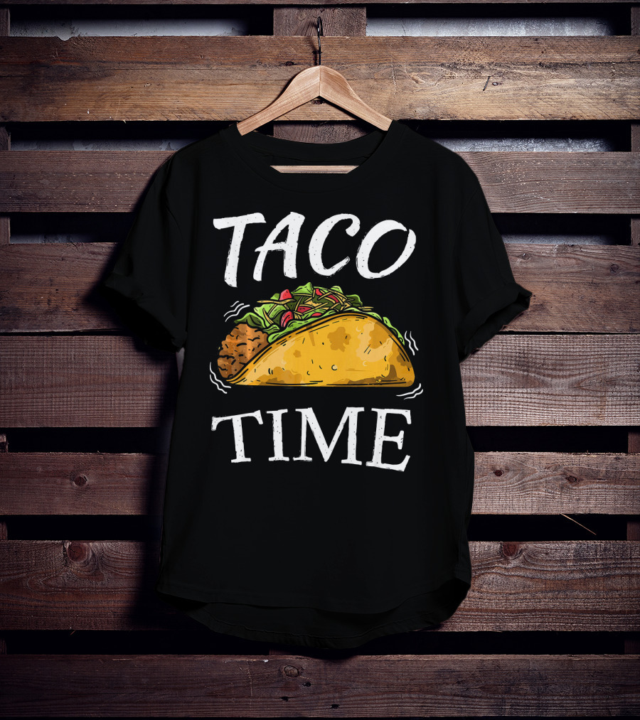 Taco Time Funny Cinco De Mayo Celebration With Taco Drawing T-Shirt