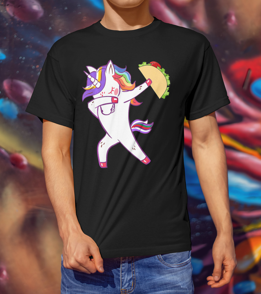 Unicorn Dabbing With Taco Cinco De Mayo T-Shirt