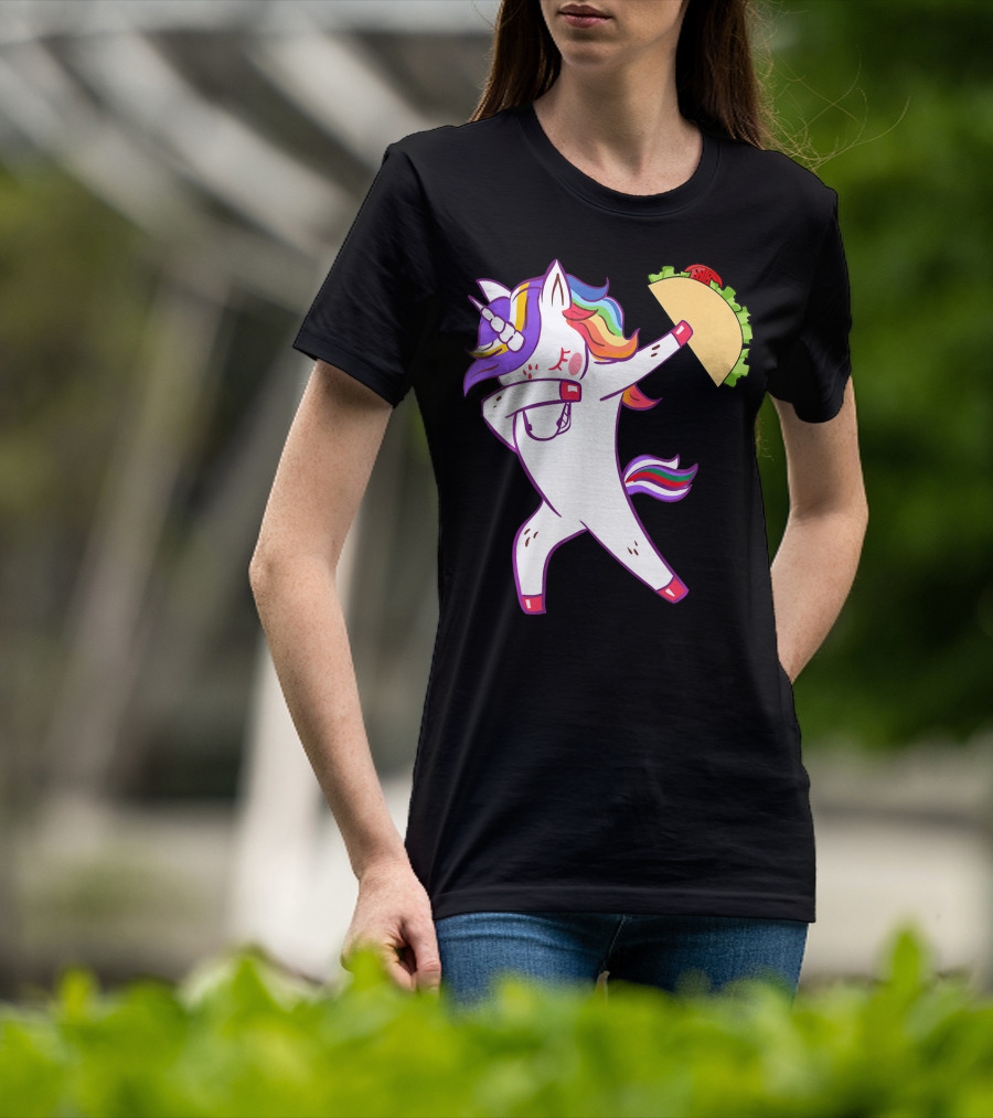 Unicorn Dabbing With Taco Cinco De Mayo T-Shirt