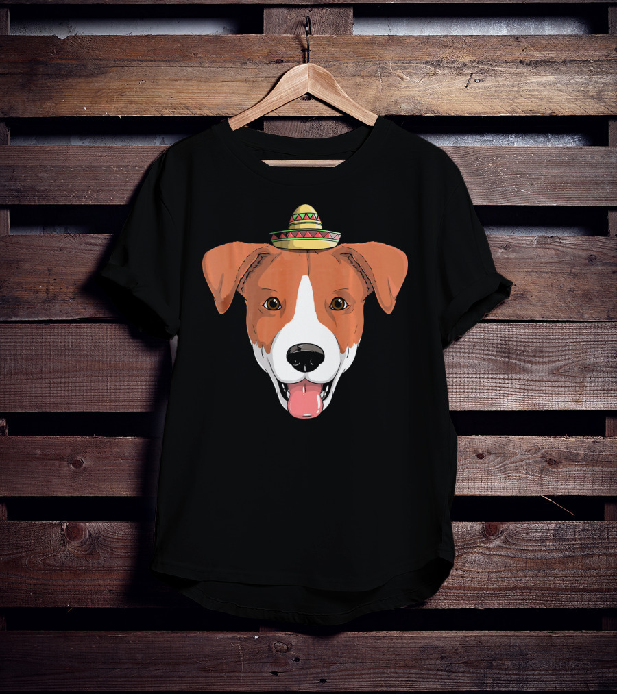 Jack Russell Dog Sombrero Fiesta Cinco De Mayo T-Shirt