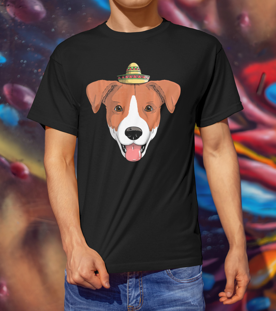 Jack Russell Dog Sombrero Fiesta Cinco De Mayo T-Shirt