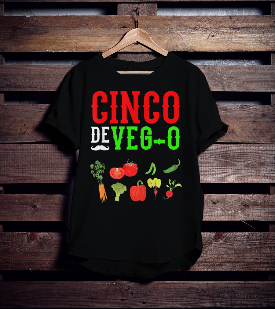 Cinco De Veg-O Vegetarian Vegetables Carrot Broccoli Tomato Pepper Radish T-Shirt