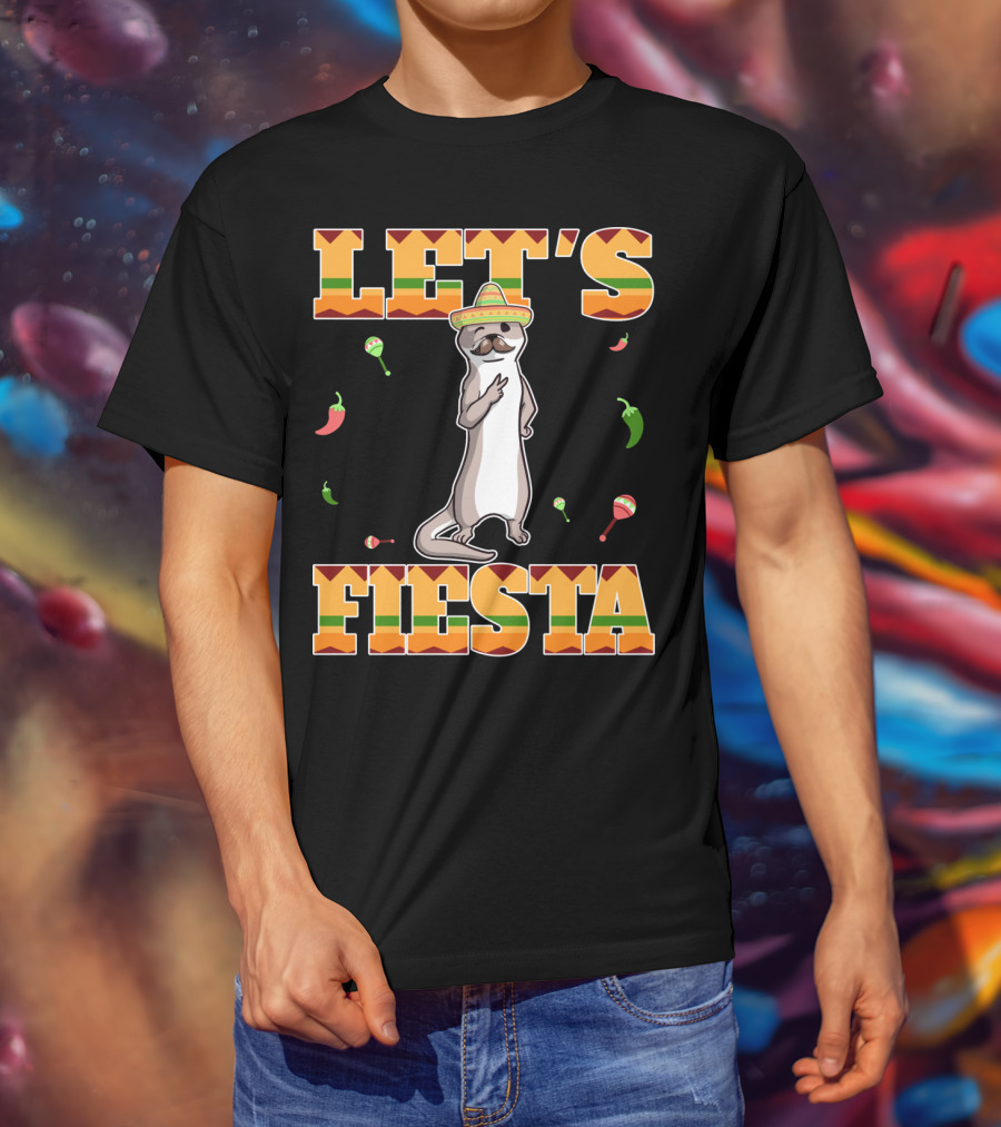 Let's Fiesta Otter Sombrero Maracas Peppers Cinco De Mayo Mexican T-Shirt