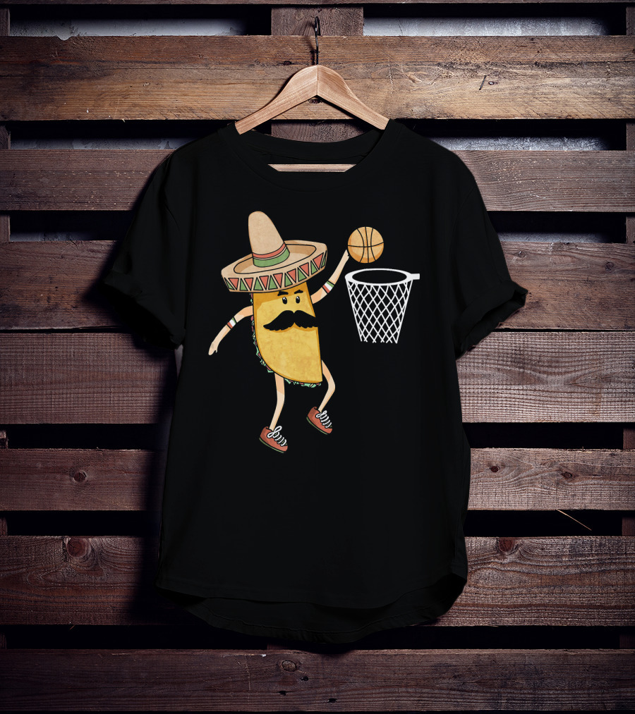 Sombrero Taco Slam Dunk Basketball Sports Fun T-Shirt