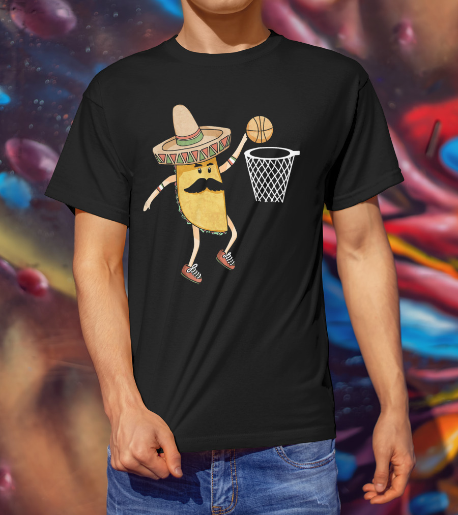 Sombrero Taco Slam Dunk Basketball Sports Fun T-Shirt