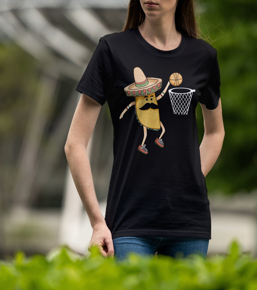 Sombrero Taco Slam Dunk Basketball Sports Fun T-Shirt