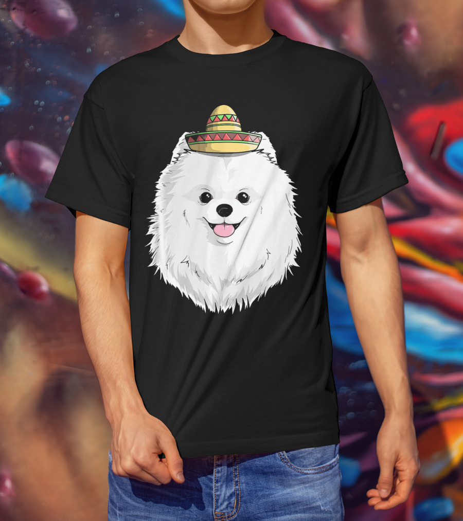 Fiesta Pomeranian Dog Sombrero Cinco De Mayo T-Shirt