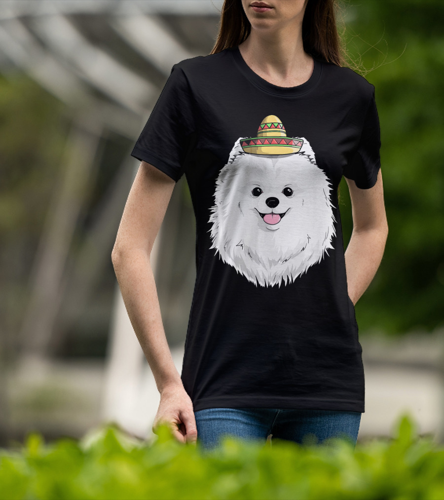 Fiesta Pomeranian Dog Sombrero Cinco De Mayo T-Shirt