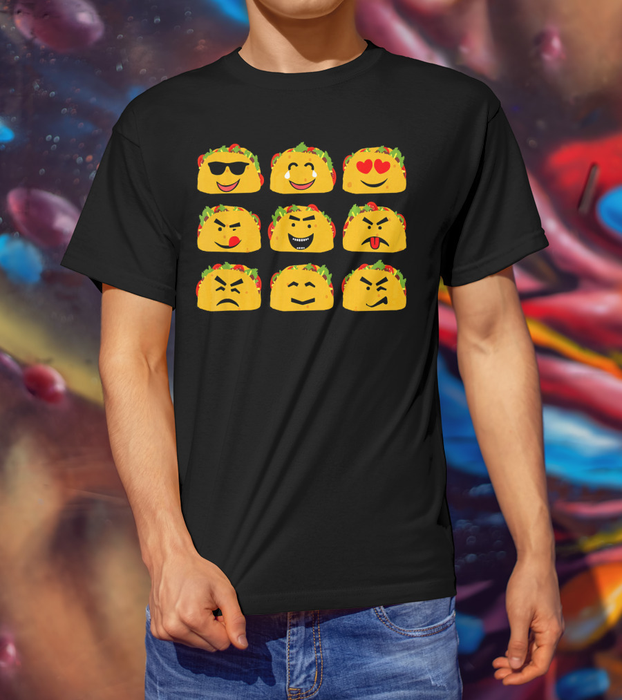 Taco Faces Emoji Cinco De Mayo Mexican T-Shirt