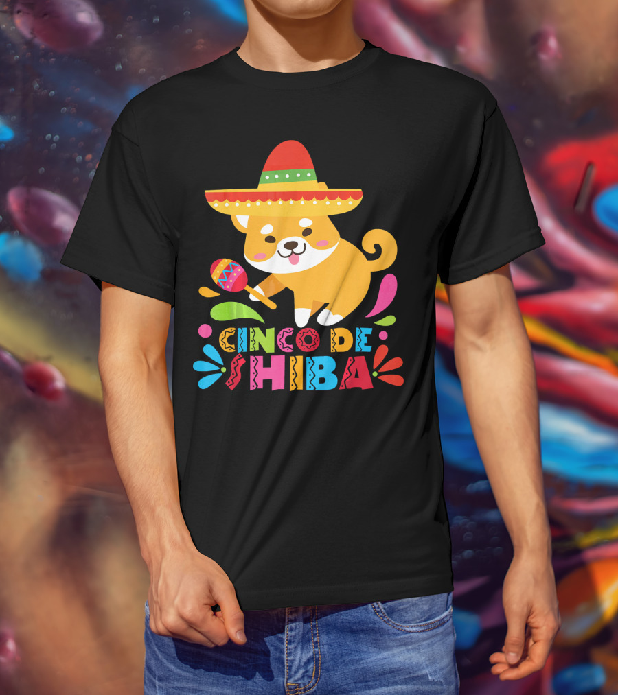 Cinco De Shiba Dog Mexican Fiesta T-Shirt