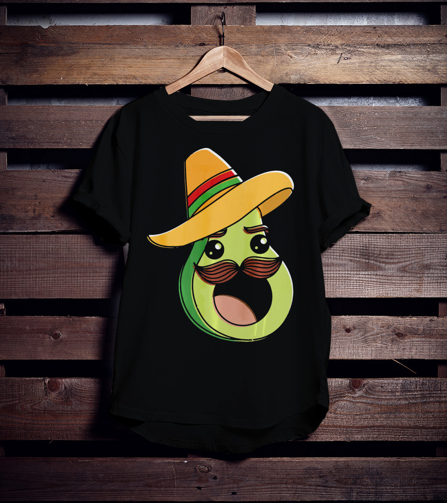 Cinco De Mayo Funny Avocado With Sombrero And Mustache T-Shirt