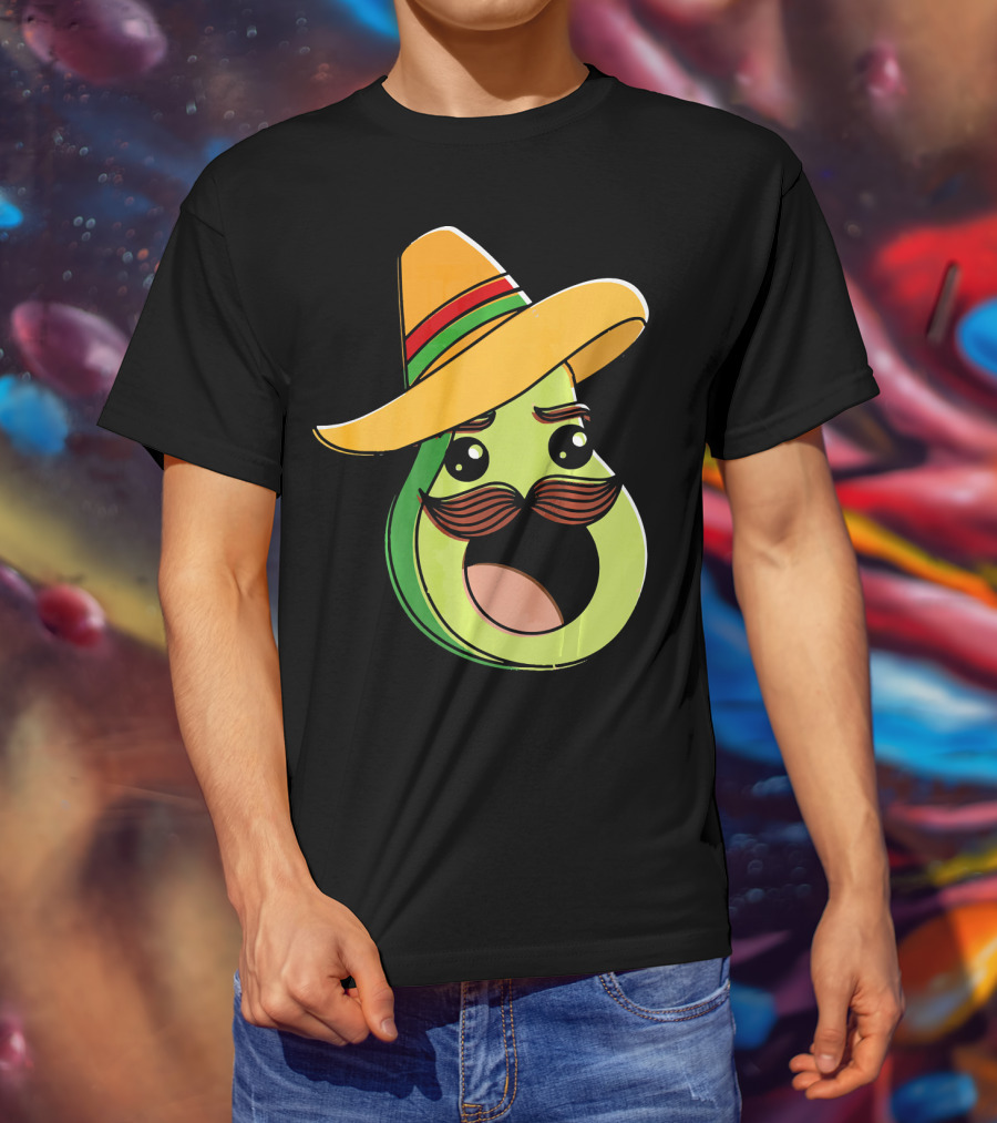 Cinco De Mayo Funny Avocado With Sombrero And Mustache T-Shirt