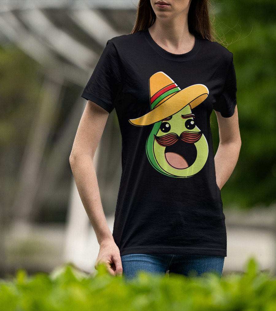Cinco De Mayo Funny Avocado With Sombrero And Mustache T-Shirt
