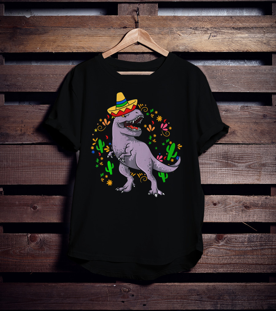 T Rex Dinosaur Cinco De Mayo 5th Of May Sombrero Cactus Fiesta T-Shirt
