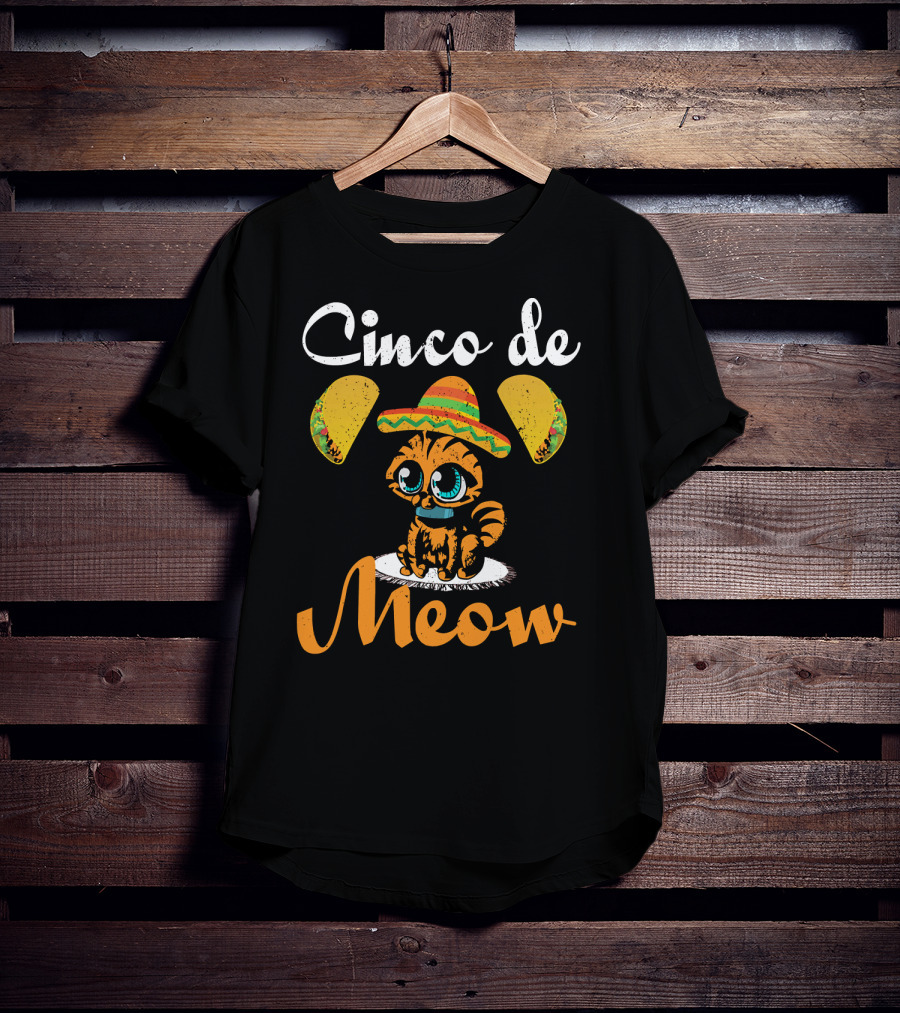 Cinco De Meow Cat Sombrero Taco T-Shirt