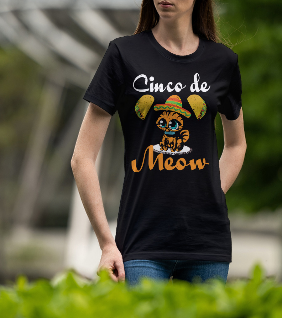 Cinco De Meow Cat Sombrero Taco T-Shirt