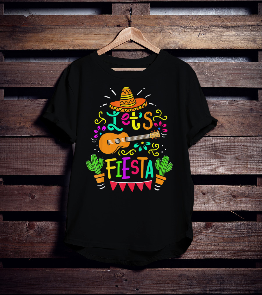 Cinco De Mayo Mexican Guitar Let's Fiesta T-Shirt