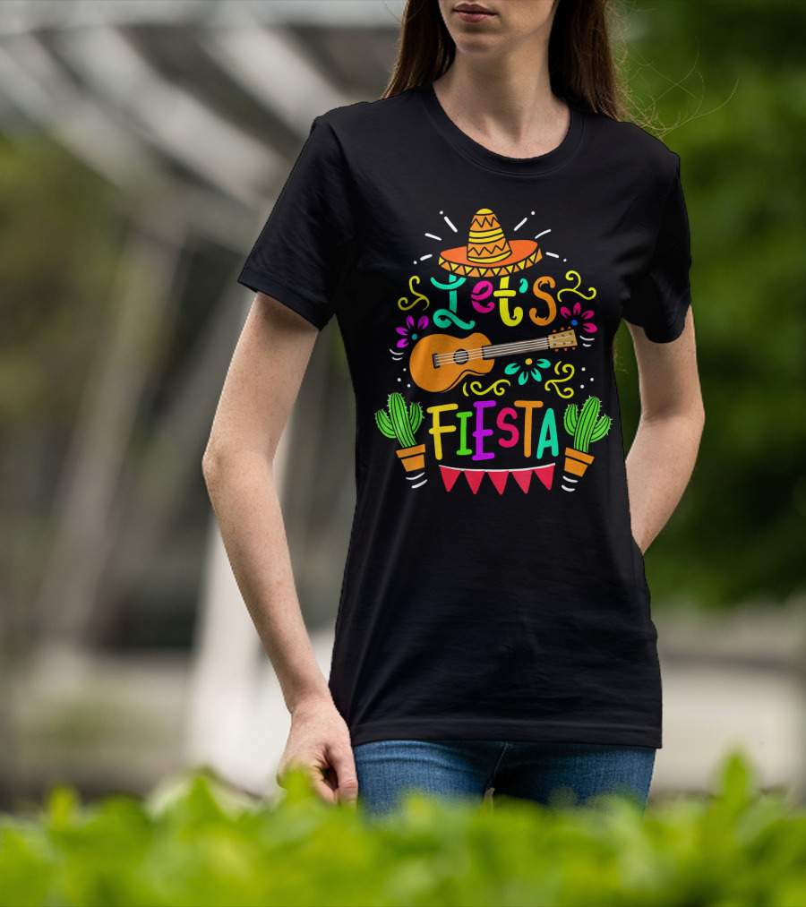 Cinco De Mayo Mexican Guitar Let's Fiesta T-Shirt