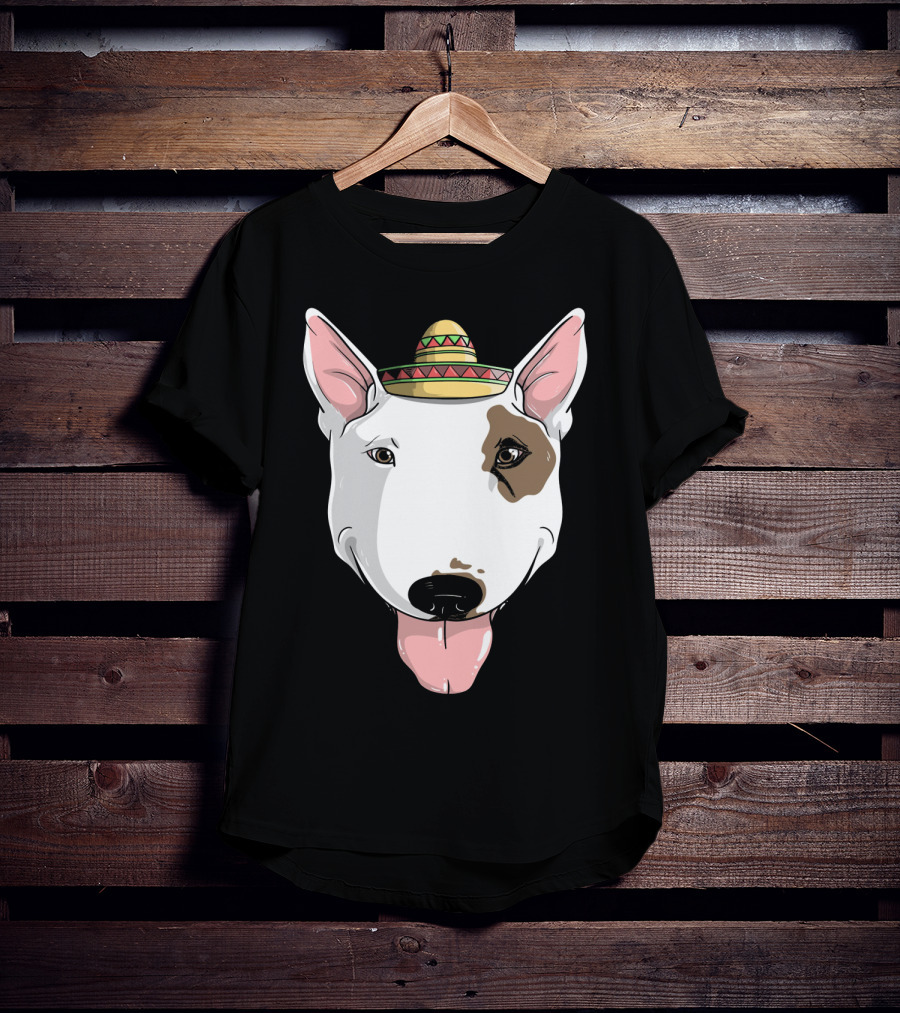Bull Terrier Dog Sombrero Fiesta Cinco De Mayo T-Shirt