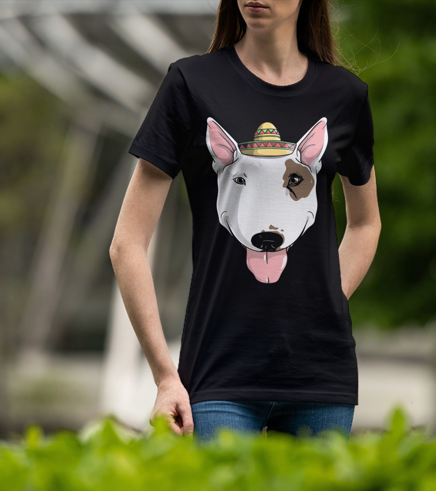 Bull Terrier Dog Sombrero Fiesta Cinco De Mayo T-Shirt