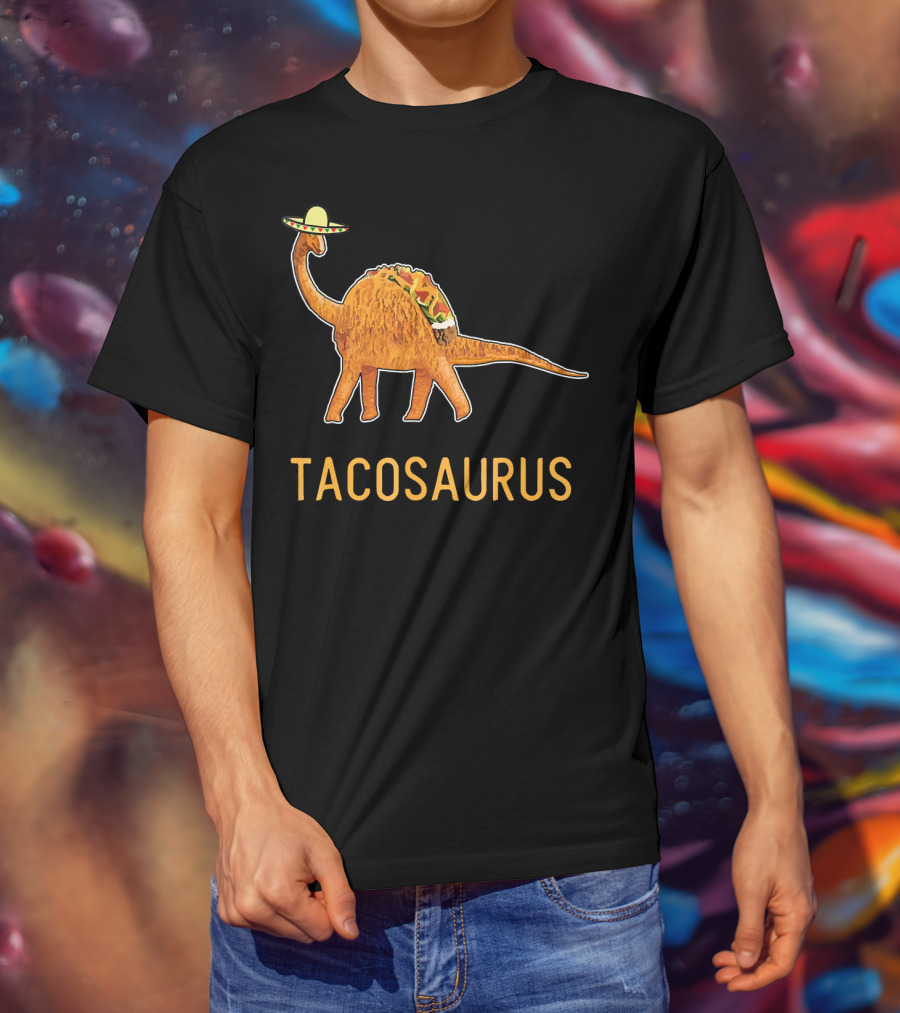 Funny Cinco De Mayo Tacosaurus Dinosaur In Sombrero With Taco Back T-Shirt